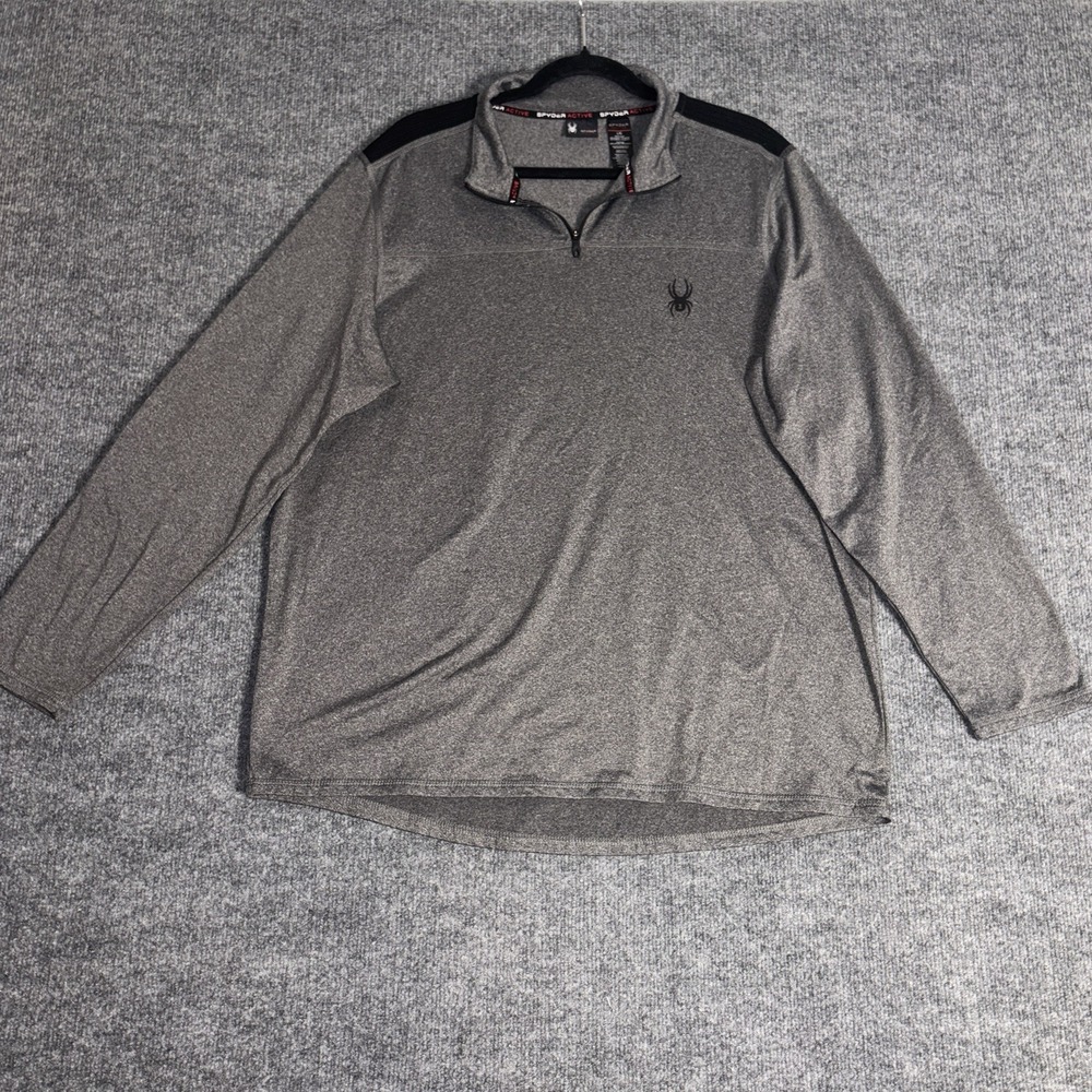 SPYDER ¼ Zip Pullover Mens Large Gray Active ProW=B Performance Moisture Wicking